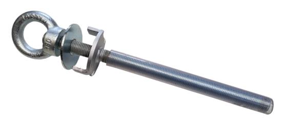 Preview: Komplettansicht Abstandshalter mit Ringmutter und Unterlegescheibe – Befestigungselement Transportgestell