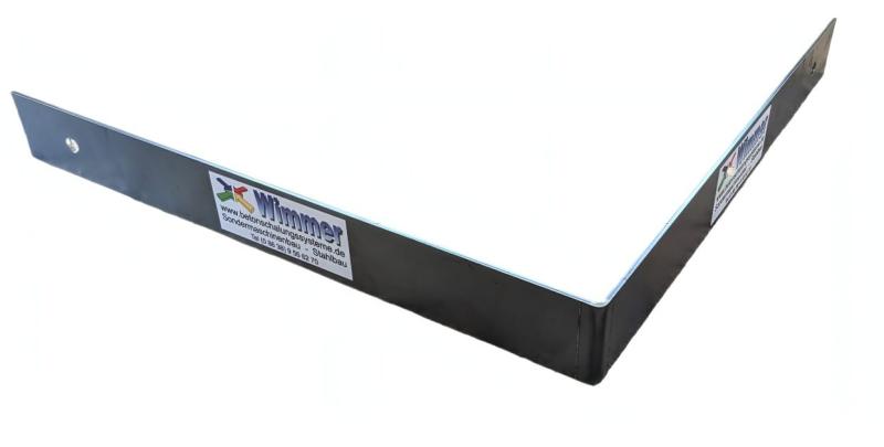 Eckwinkel aus schwarzem Stahl zur Positionierung von Doppelwänden und Thermowänden bei der Montage