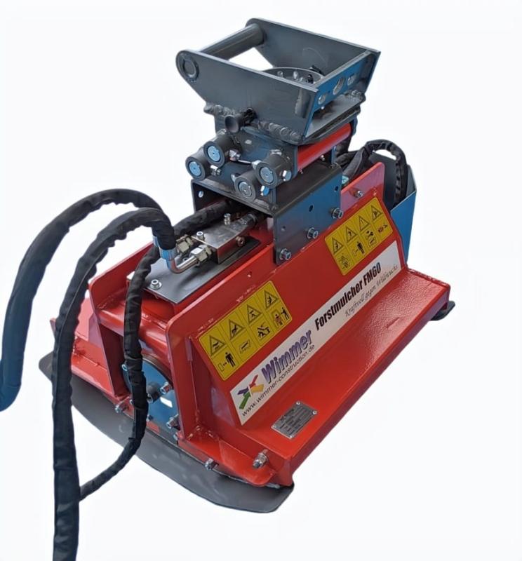 Forstmulcher FM60 von Wimmer als Anbaugerät für Minibagger, geeignet für Waldpflege und Böschungspflege.