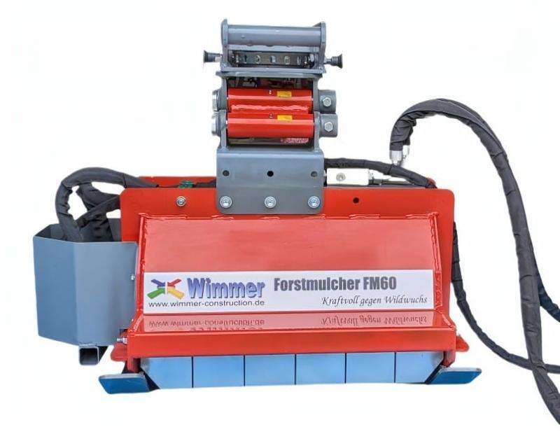Hydraulischer Forstmulcher FM60 von Wimmer, kraftvoller Einsatz gegen Wildwuchs für Land- und Forstwirte.