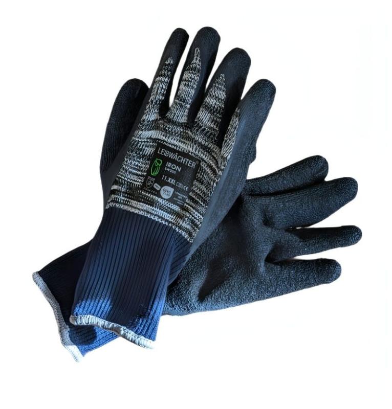 Arbeitshandschuh Leibwächter IRON – Vorderseite mit Nitrilbeschichtung für optimalen Grip bei Montagearbeiten